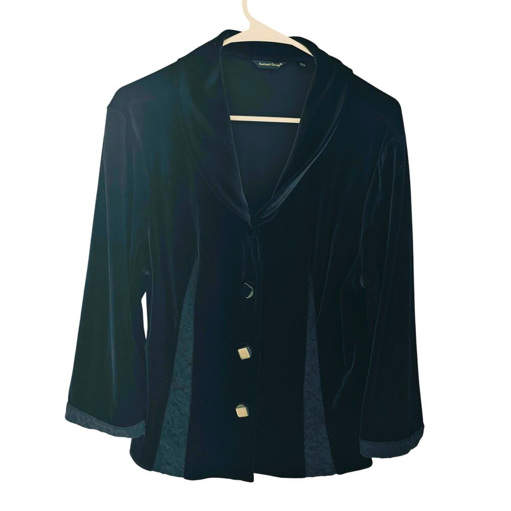 Samuel Dong Velvet Lace Blazer Artsy Dark Academia Whimsigoth Size XL